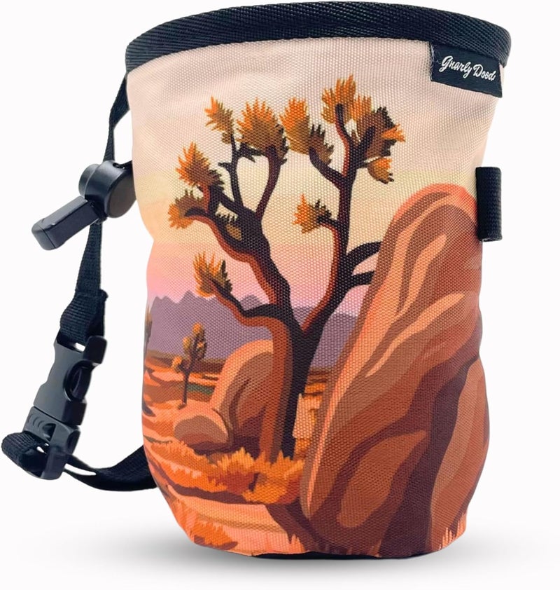 Gnarly Dood Rock Climbing Chalk Bag | for Outdoor, Gym, & Bouldering | Adjustable Waist Belt, Durable Drawstring Closure, & Zippered Pocket - Image 1